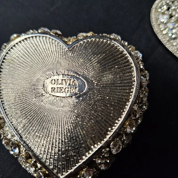 Olivia Riegel Heart Crystal Trinket Box Silver Tone Swarovski Keepsake Jewelry - Picture 5 of 10